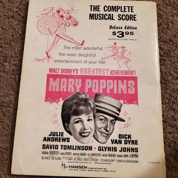 Songs From Walt Disneys Mary Poppins Soivenir Song Album Book - Picture 2 of 6